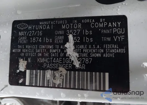 2016 Hyundai Accent Se from USA, damaged, VIN KMHCT4AE1GU162787
